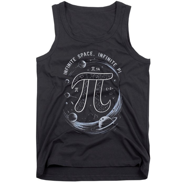 Infinite Space Infinite Pi 3.14 Funny Pi Day Spiral Pi Math .Png Tank Top