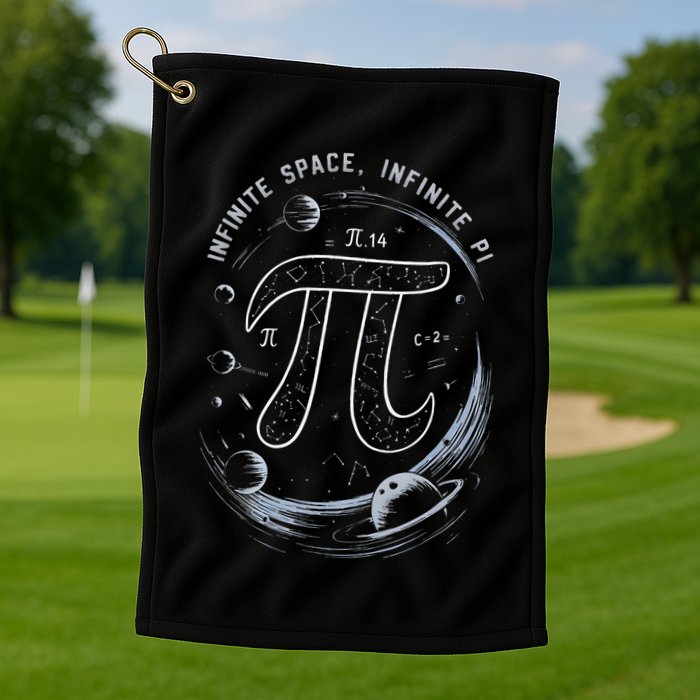 Infinite Space Infinite Pi 3.14 Funny Pi Day Spiral Pi Math .Png Golf Towel