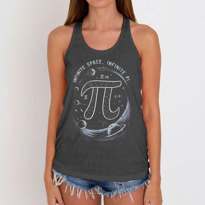 Infinite Space Infinite Pi 3.14 Funny Pi Day Spiral Pi Math .Png Women's Knotted Racerback Tank