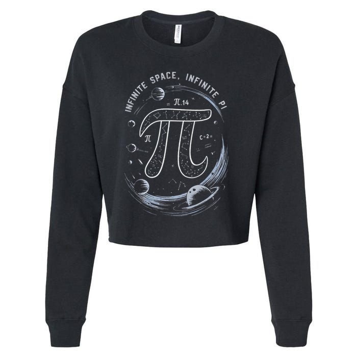Infinite Space Infinite Pi 3.14 Funny Pi Day Spiral Pi Math .Png Cropped Pullover Crew