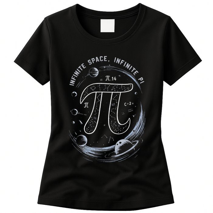 Infinite Space Infinite Pi 3.14 Funny Pi Day Spiral Pi Math .Png Womens T-Shirt