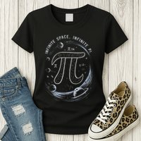 Infinite Space Infinite Pi 3.14 Funny Pi Day Spiral Pi Math .Png Womens T-Shirt