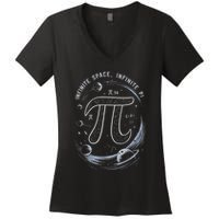 Infinite Space Infinite Pi 3.14 Funny Pi Day Spiral Pi Math .Png Women's V-Neck T-Shirt