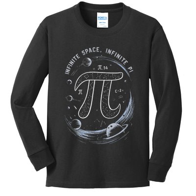 Infinite Space Infinite Pi 3.14 Funny Pi Day Spiral Pi Math .Png Kids Long Sleeve Shirt