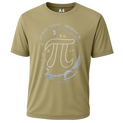 Infinite Space Infinite Pi 3.14 Funny Pi Day Spiral Pi Math .Png Cooling Performance Crew T-Shirt