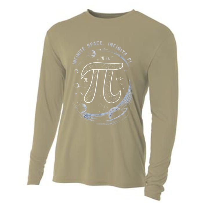 Infinite Space Infinite Pi 3.14 Funny Pi Day Spiral Pi Math .Png Cooling Performance Long Sleeve Crew