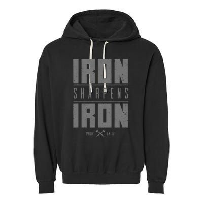 Iron Sharpens Iron Christian Bible Scripture Gym Workout Garment-Dyed Fleece Hoodie