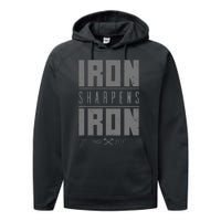 Iron Sharpens Iron Christian Bible Scripture Gym Workout Performance Fleece Hoodie