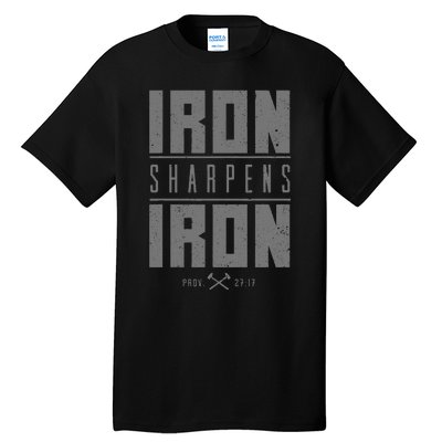 Iron Sharpens Iron Christian Bible Scripture Gym Workout Tall T-Shirt