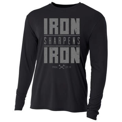 Iron Sharpens Iron Christian Bible Scripture Gym Workout Cooling Performance Long Sleeve Crew