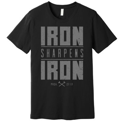 Iron Sharpens Iron Christian Bible Scripture Gym Workout Premium T-Shirt