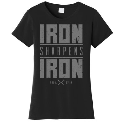 Iron Sharpens Iron Christian Bible Scripture Gym Workout Women's T-Shirt