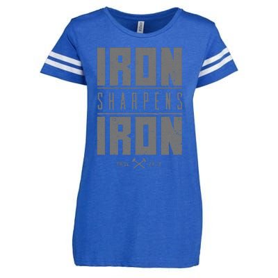 Iron Sharpens Iron Christian Bible Scripture Gym Workout Enza Ladies Jersey Football T-Shirt