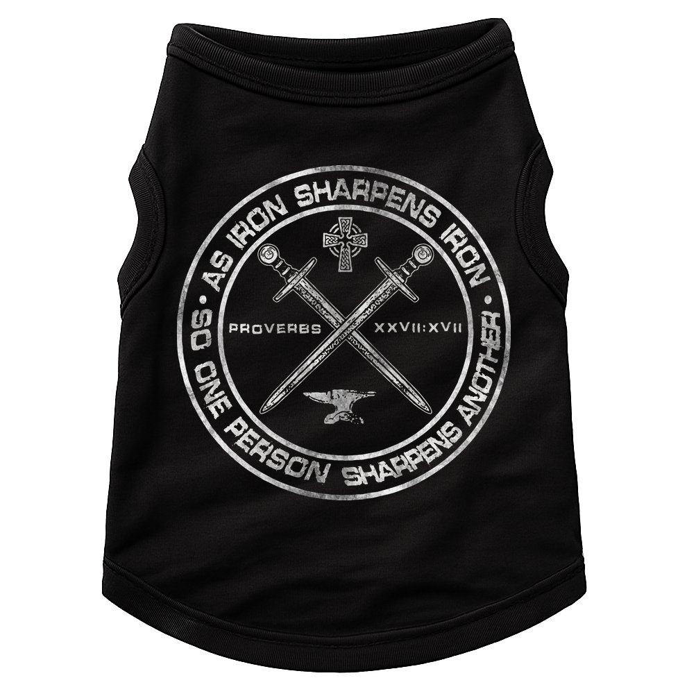 Iron Sharpens Iron Proverbs 2717 Christian Quote Doggie Tank