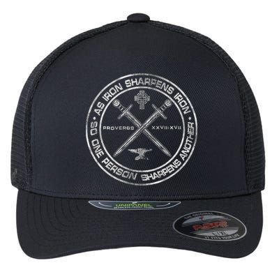 Iron Sharpens Iron Proverbs 2717 Christian Quote Flexfit Unipanel Trucker Cap