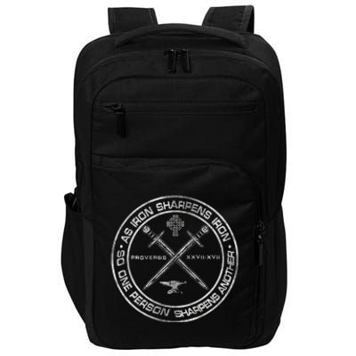 Iron Sharpens Iron Proverbs 2717 Christian Quote Impact Tech Backpack