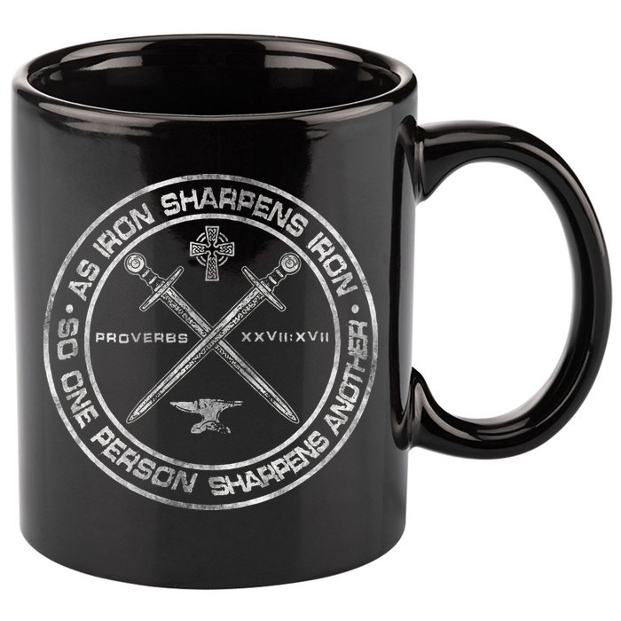 Iron Sharpens Iron Proverbs 2717 Christian Quote 11oz C Handle Ceramic Mug