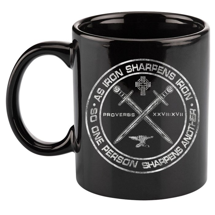 Iron Sharpens Iron Proverbs 2717 Christian Quote 11oz C Handle Ceramic Mug