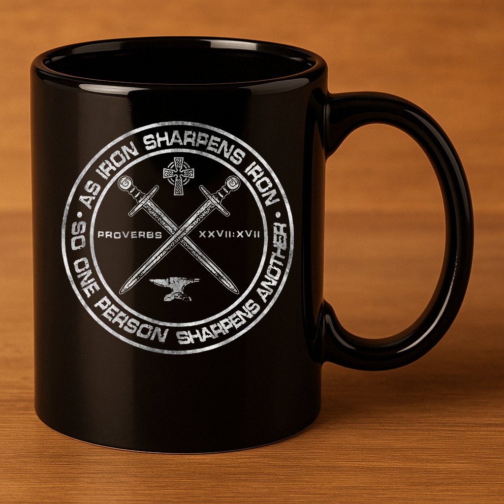 Iron Sharpens Iron Proverbs 2717 Christian Quote 11oz C Handle Ceramic Mug