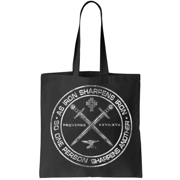 Iron Sharpens Iron Proverbs 2717 Christian Quote Bag