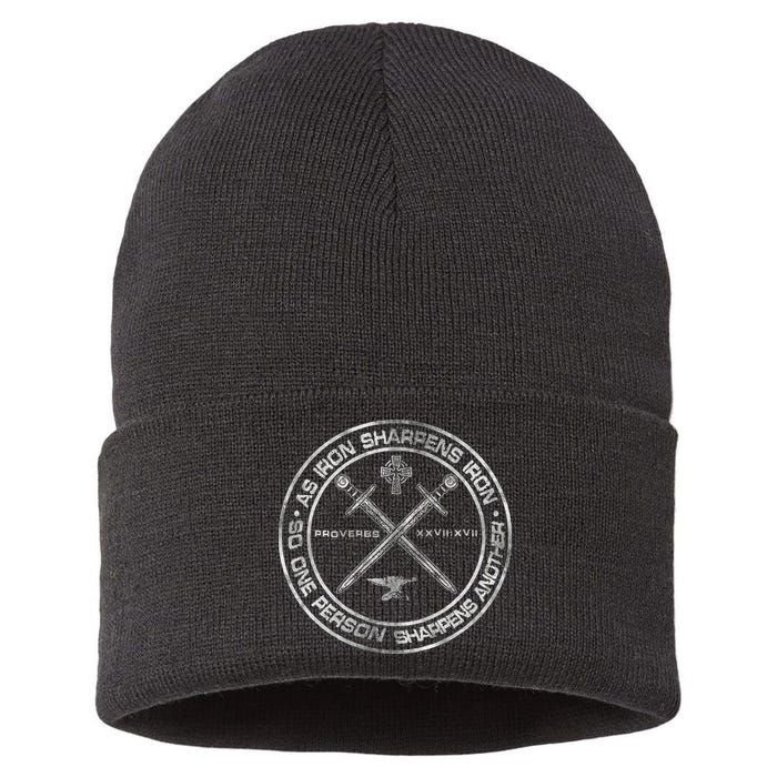 Iron Sharpens Iron Proverbs 2717 Christian Quote Sustainable Knit Beanie