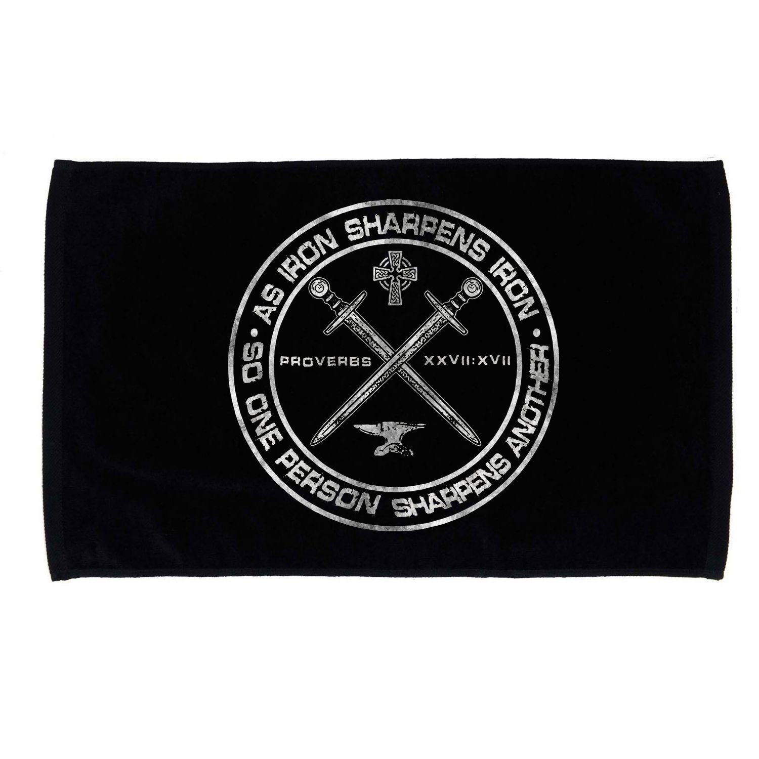Iron Sharpens Iron Proverbs 2717 Christian Quote Microfiber Hand Towel