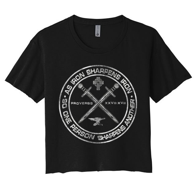 Iron Sharpens Iron Proverbs 2717 Christian Quote Crop Top