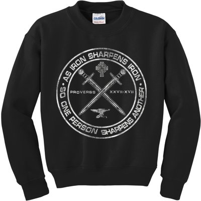 Iron Sharpens Iron Proverbs 2717 Christian Quote Kids Sweatshirt