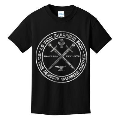 Iron Sharpens Iron Proverbs 2717 Christian Quote Kids T-Shirt