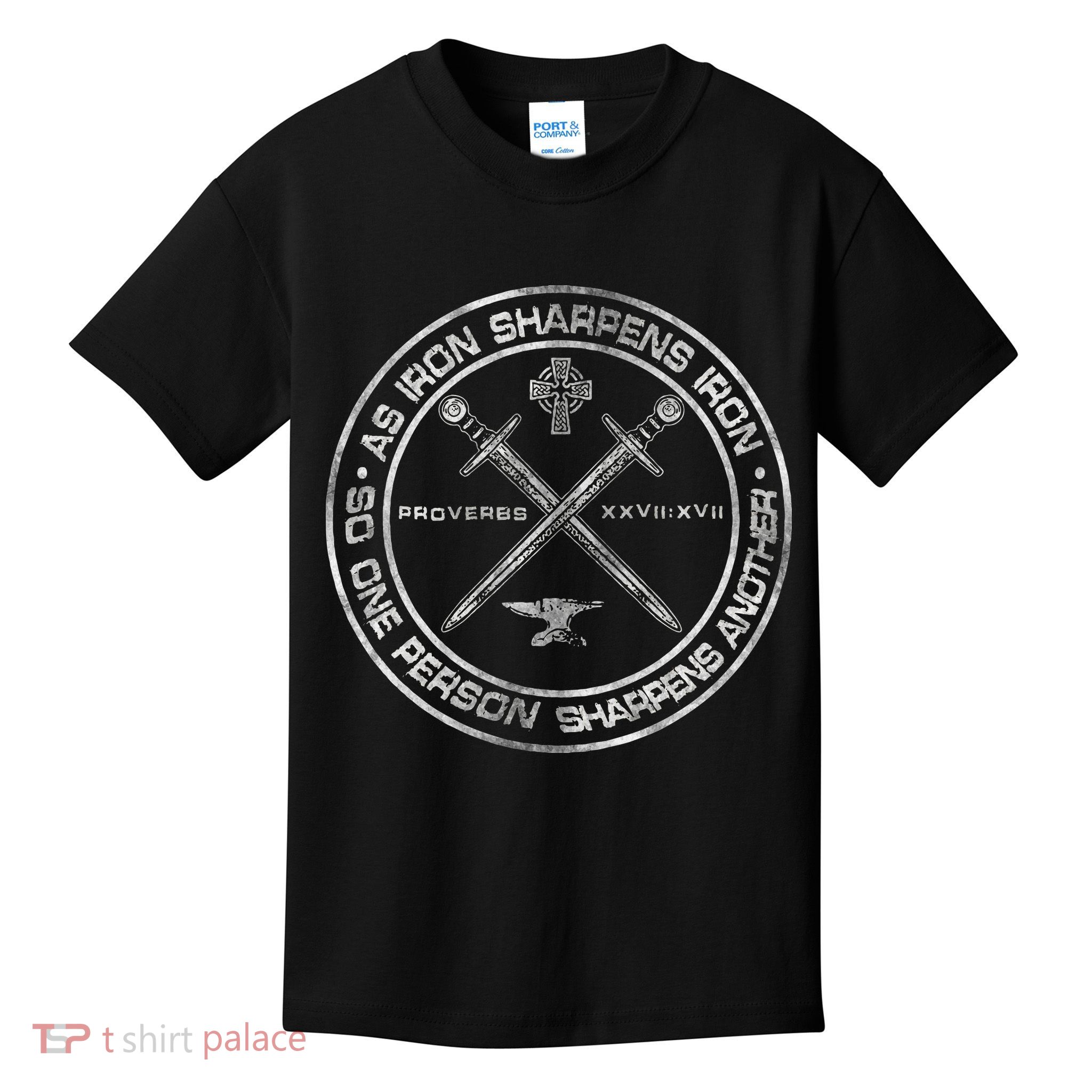 Iron Sharpens Iron Proverbs 2717 Christian Quote Kids T-Shirt
