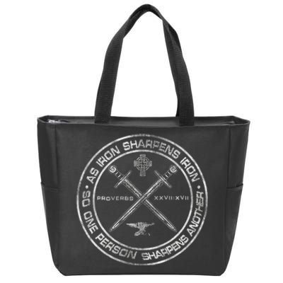 Iron Sharpens Iron Proverbs 2717 Christian Quote Zip Tote Bag