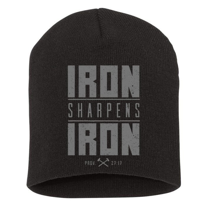 Iron Sharpens Iron Christian Bible Scripture Gym Workout Short Acrylic Beanie