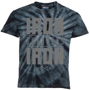 Iron Sharpens Iron Christian Bible Scripture Gym Workout Kids Tie-Dye T-Shirt