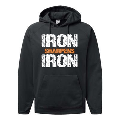 Iron Sharpens Iron Funny Christian Performance Fleece Hoodie