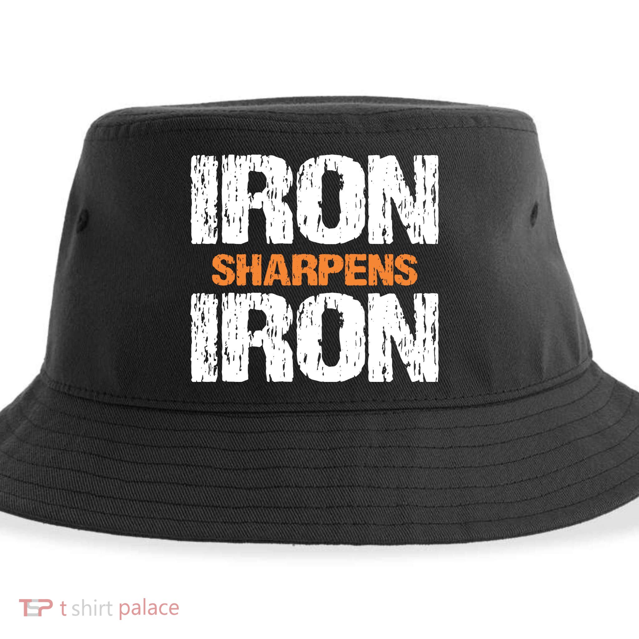 Iron Sharpens Iron Funny Christian Sustainable Bucket Hat