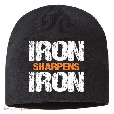 Iron Sharpens Iron Funny Christian Sustainable Beanie