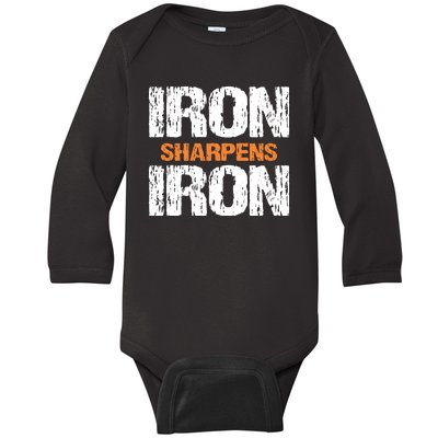 Iron Sharpens Iron Funny Christian Baby Long Sleeve Bodysuit