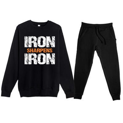 Iron Sharpens Iron Funny Christian Premium Crewneck Sweatsuit Set