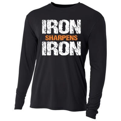 Iron Sharpens Iron Funny Christian Cooling Performance Long Sleeve Crew