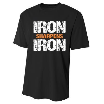 Iron Sharpens Iron Funny Christian Performance Sprint T-Shirt