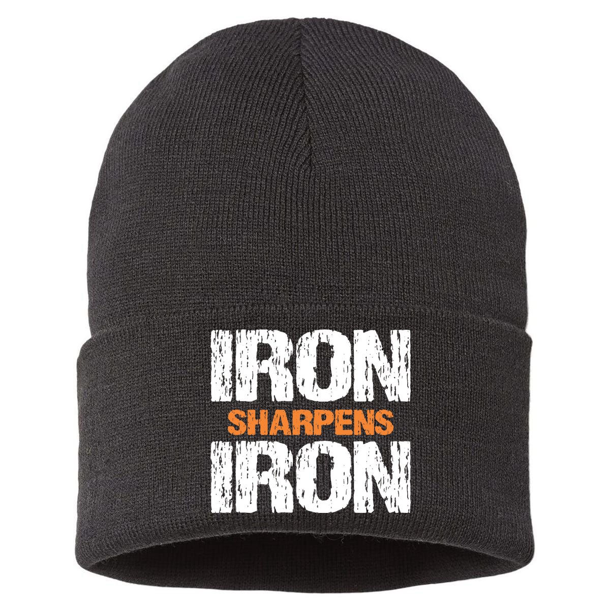 Iron Sharpens Iron Funny Christian Sustainable Knit Beanie