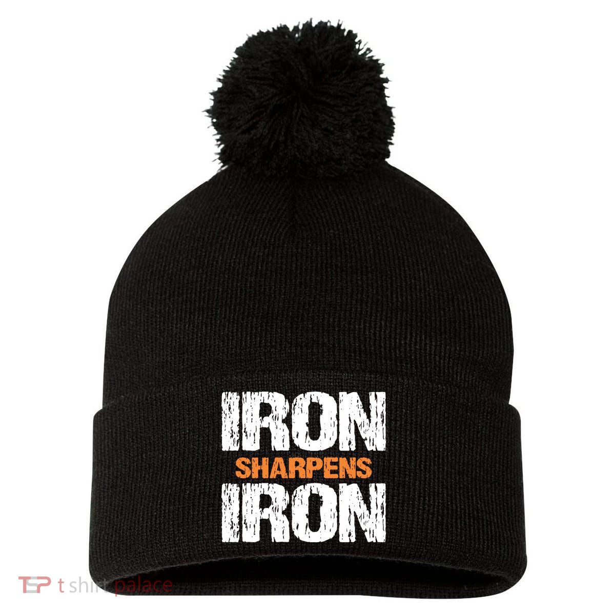 Iron Sharpens Iron Funny Christian Pom Pom 12in Knit Beanie