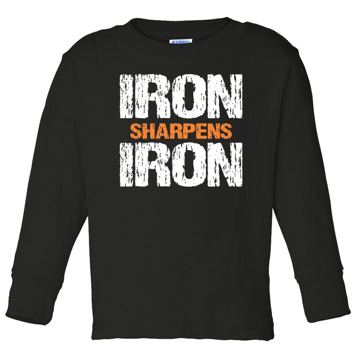 Iron Sharpens Iron Funny Christian Toddler Long Sleeve Shirt