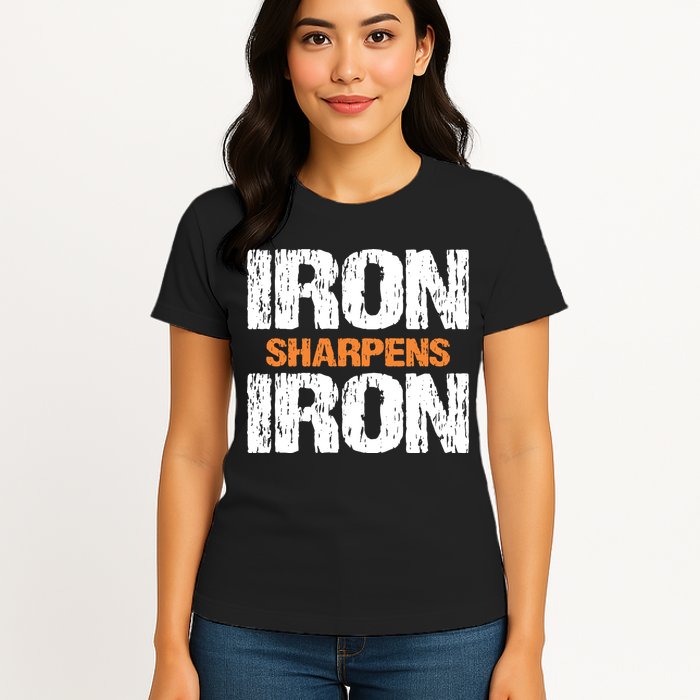 Iron Sharpens Iron Funny Christian Womens T-Shirt