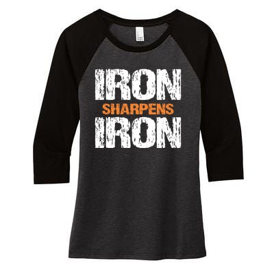 Iron Sharpens Iron Funny Christian Women's Tri-Blend 3/4-Sleeve Raglan Shirt