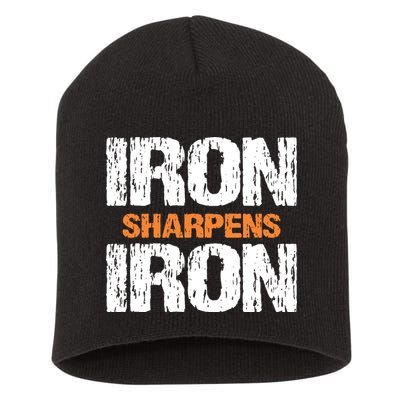 Iron Sharpens Iron Funny Christian Short Acrylic Beanie
