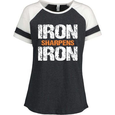 Iron Sharpens Iron Funny Christian Enza Ladies Jersey Colorblock Tee