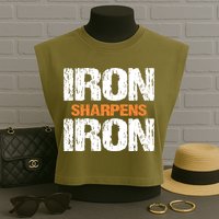 Iron Sharpens Iron Funny Christian Garment-Dyed Women's Muscle Tee
