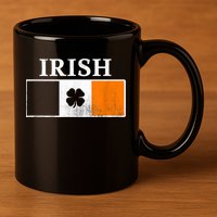 Ireland Shamrock Irish Flag St Patty's Day 11oz C Handle Ceramic Mug