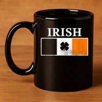 Ireland Shamrock Irish Flag St Patty's Day 11oz C Handle Ceramic Mug